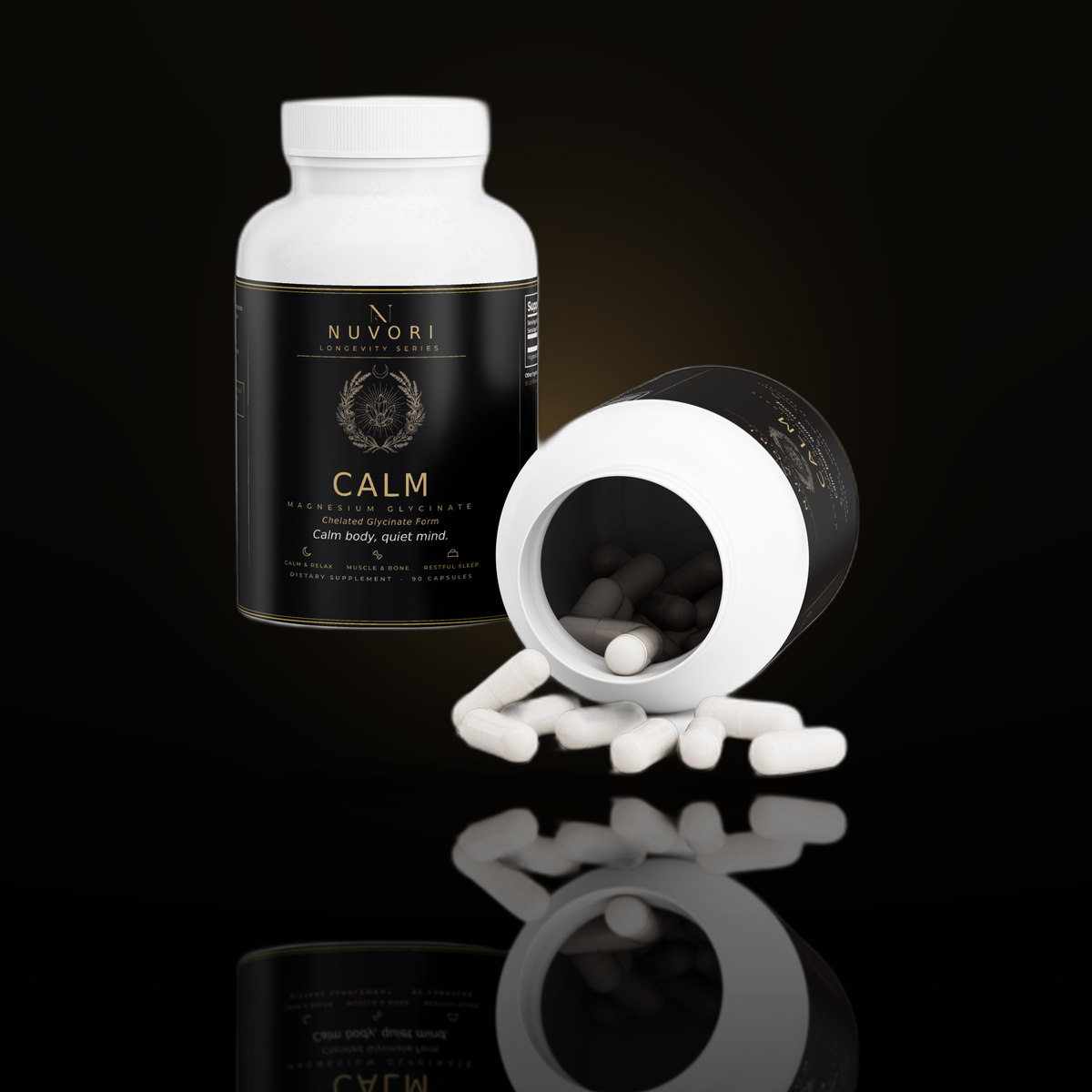 Nuvori Calm open bottle with capsules