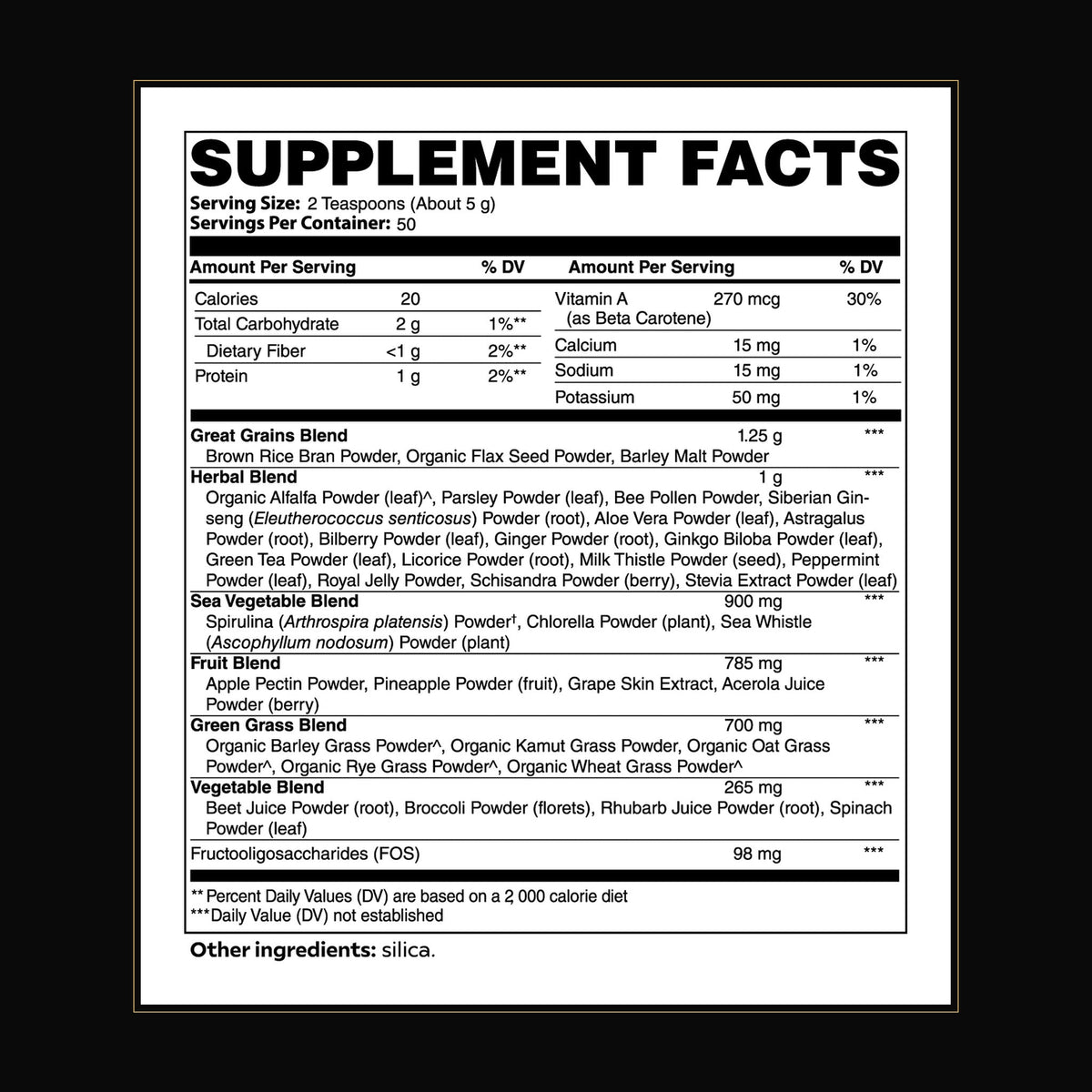 Nuvori Daily Supplement Facts