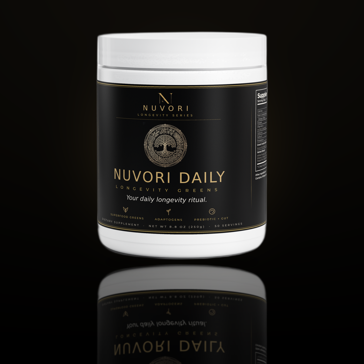 Nuvori Daily Longevity Greens tub, front view