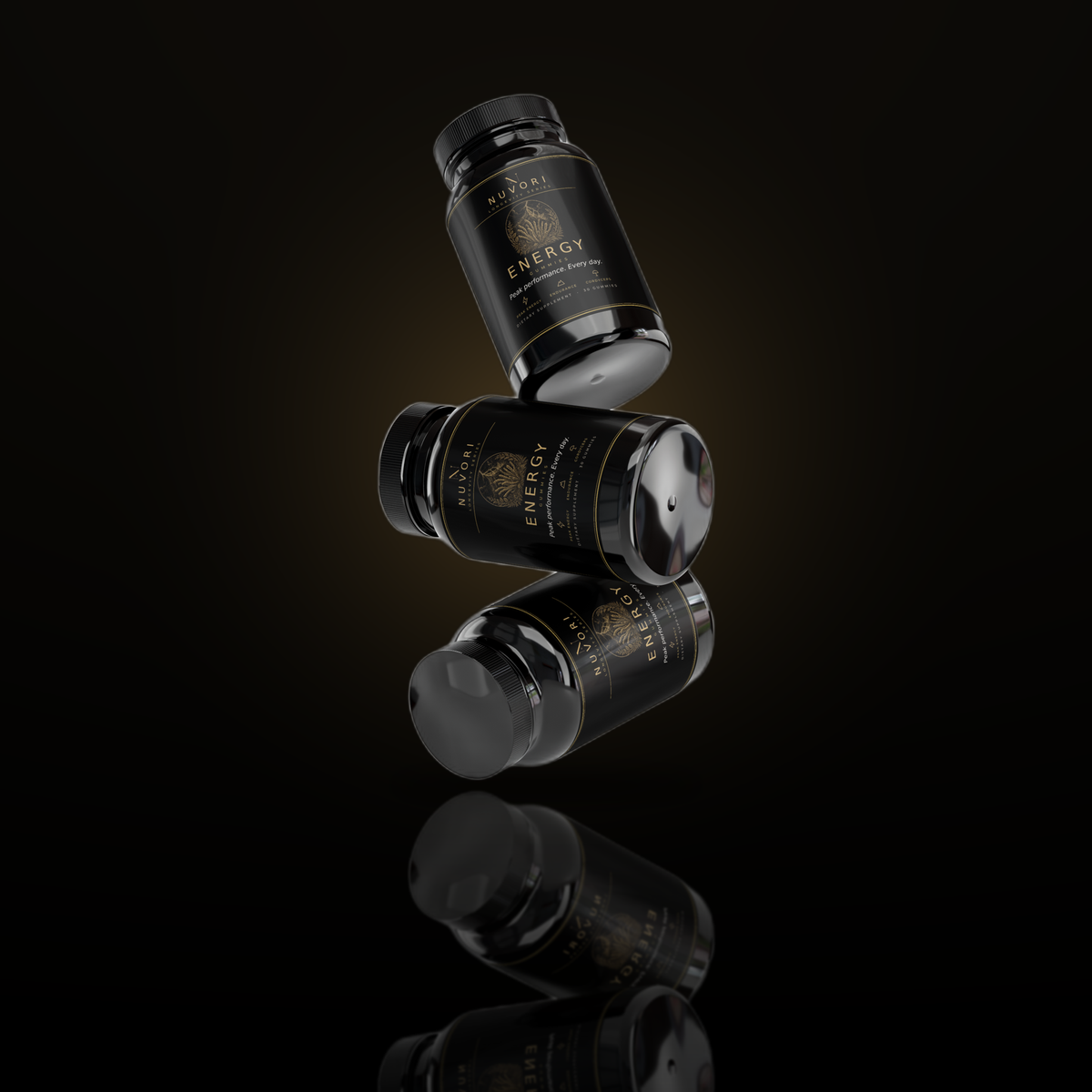 Nuvori Energy bottles floating