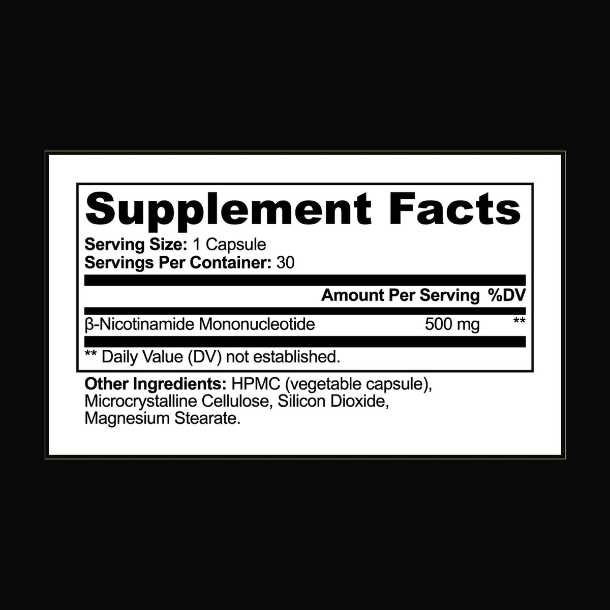 Nuvori NAD+ Booster Supplement Facts