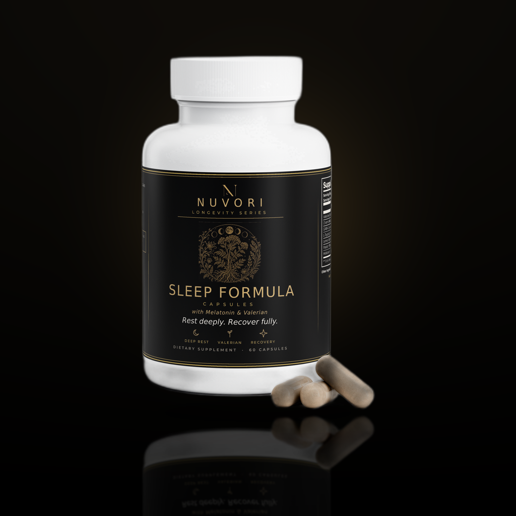 Nuvori Sleep Formula bottle with capsules