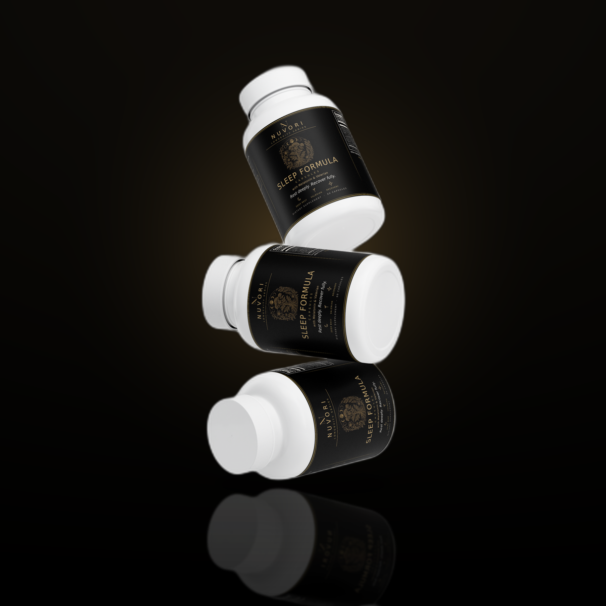 Nuvori Sleep Formula bottles floating