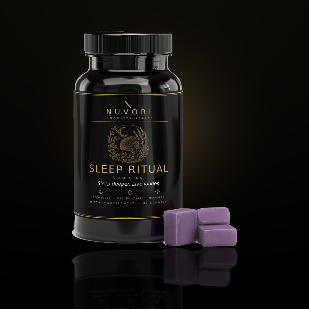 Nuvori Sleep Ritual bottle with gummies