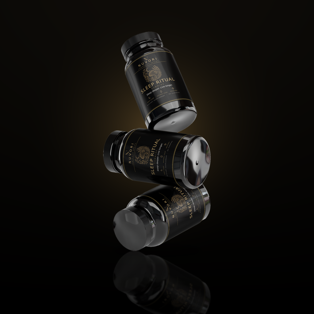 Nuvori Sleep Ritual bottles floating