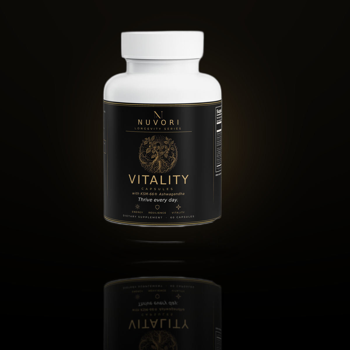 Nuvori Vitality bottle with capsules