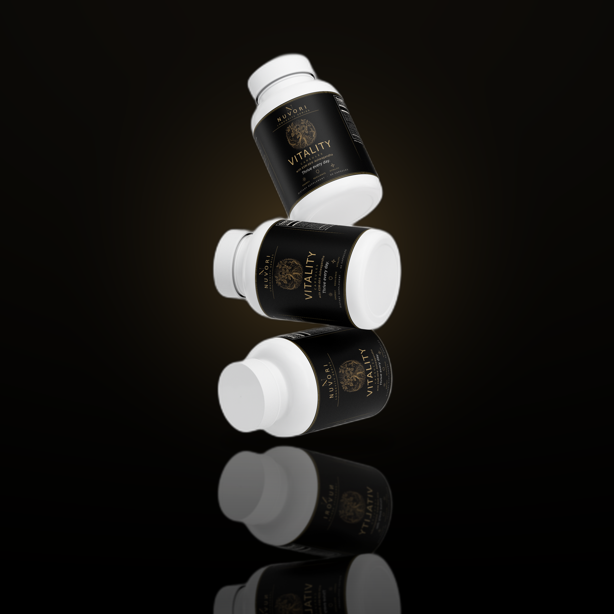 Nuvori Vitality bottles floating